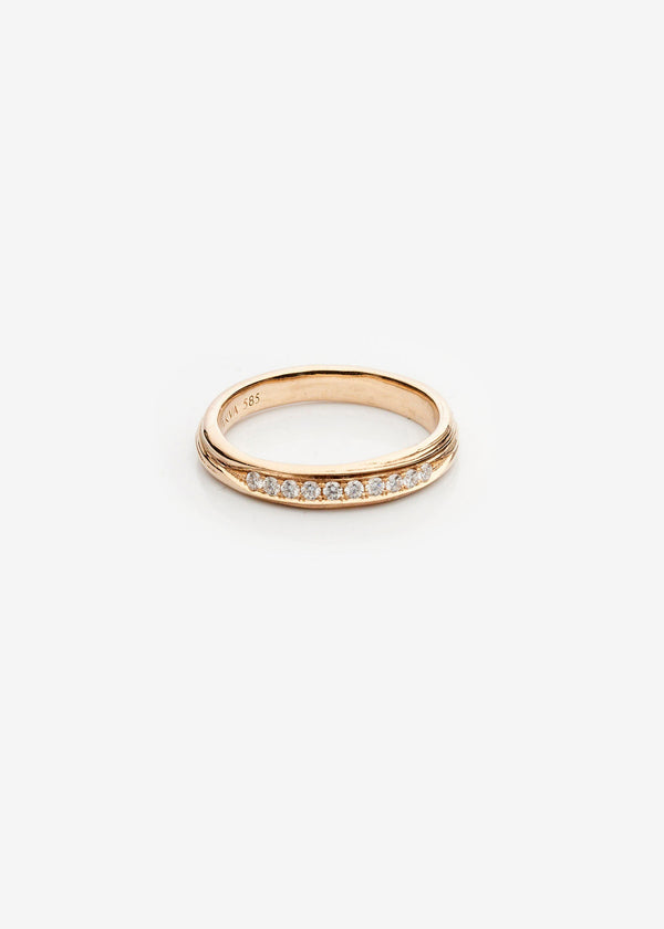 Wedding Band l Pavé 14K Gold Ring w. Diamonds