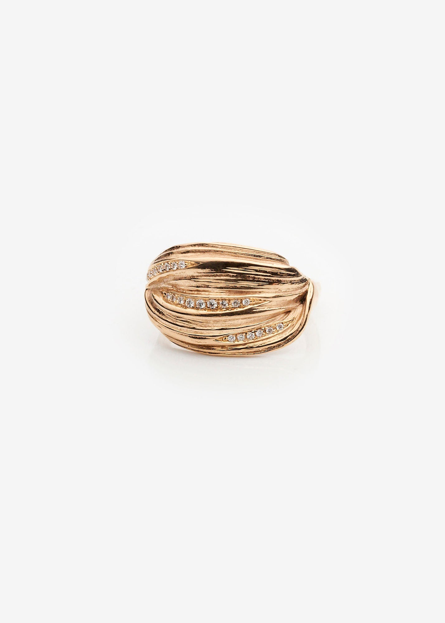 Palea Grande Pavé 14K Gold Ring w. Diamonds