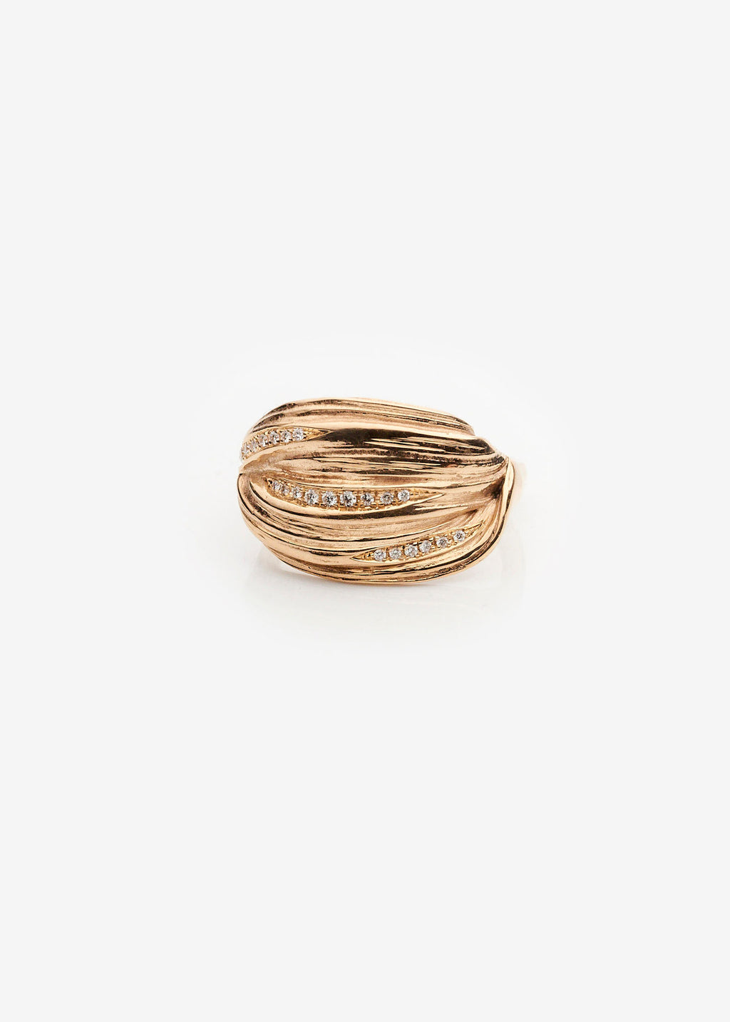 Palea Grande Pavé 14K Gold Ring w. Diamonds