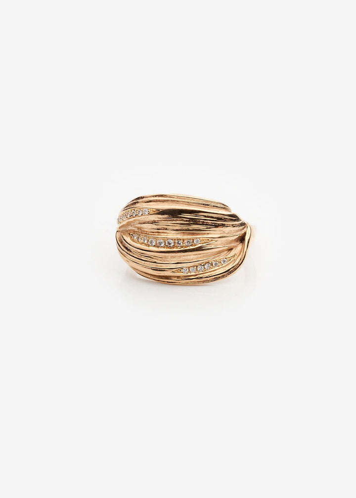 Palea Grande Pavé 14K Gold Ring w. Diamonds