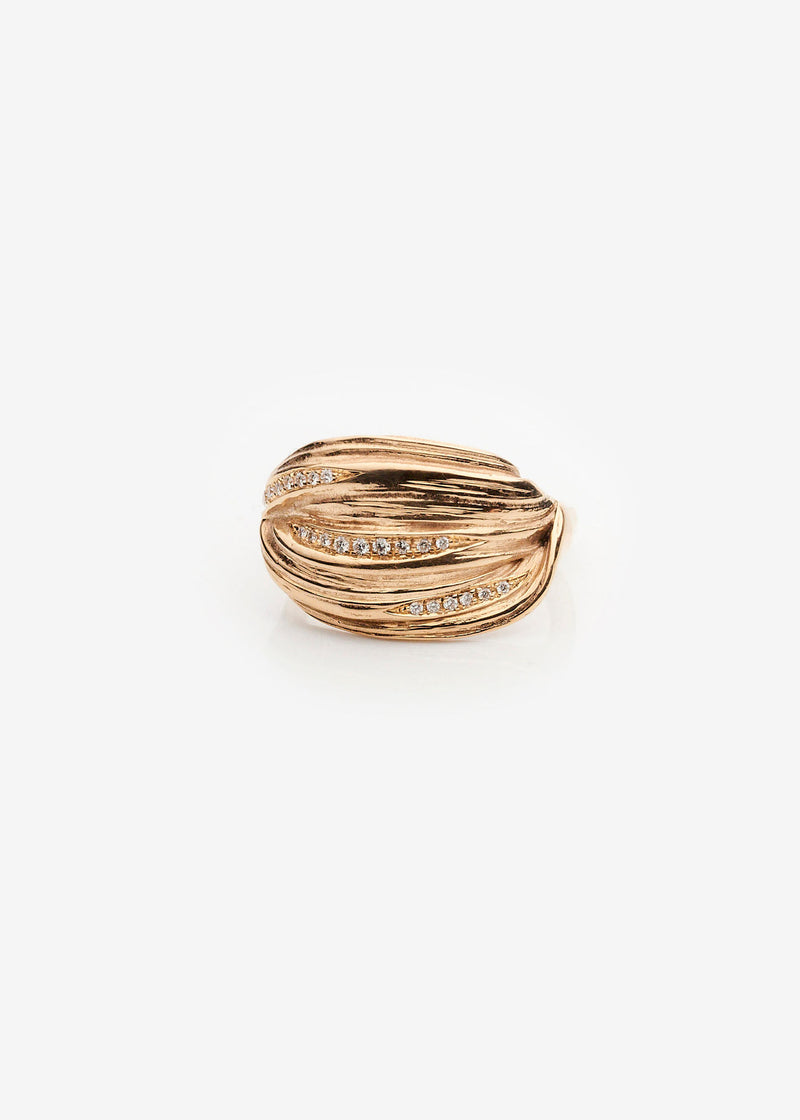 Palea Grande Pavé 14K Gold Ring w. Diamonds