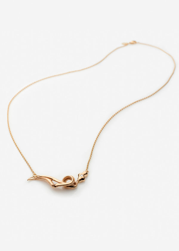 Unda 14K Gold Necklace w. Diamond