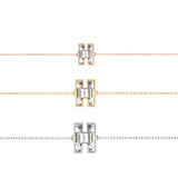 Alphabet Initial H 18K Gold, Rosegold or Whitegold Bracelet w. Solitaire Lab-Grown Diamond