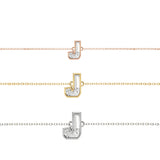 Alphabet Initial J 18K Gold, Rosegold or Whitegold Bracelet w. Solitaire Lab-Grown Diamond