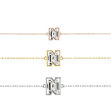 Alphabet Initial N 18K Gold, Rosegold or Whitegold Bracelet w. Solitaire Lab-Grown Diamond