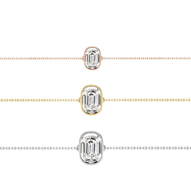 Alphabet Initial O 18K Gold, Rosegold or Whitegold Bracelet w. Solitaire Lab-Grown Diamond