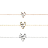 Alphabet Initial V 18K Gold, Rosegold or Whitegold Bracelet w. Solitaire Lab-Grown Diamond
