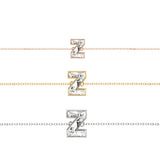 Alphabet Initial Z 18K Gold, Rosegold or Whitegold Bracelet w. Solitaire Lab-Grown Diamond