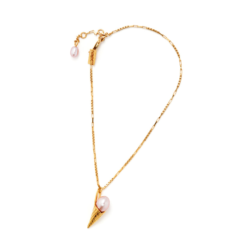 Ice Cream Gold Plated Anklet w. Pearls