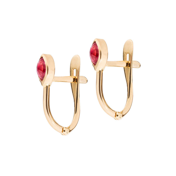 Blood Moon 18K Gold Earrings w. Ruby