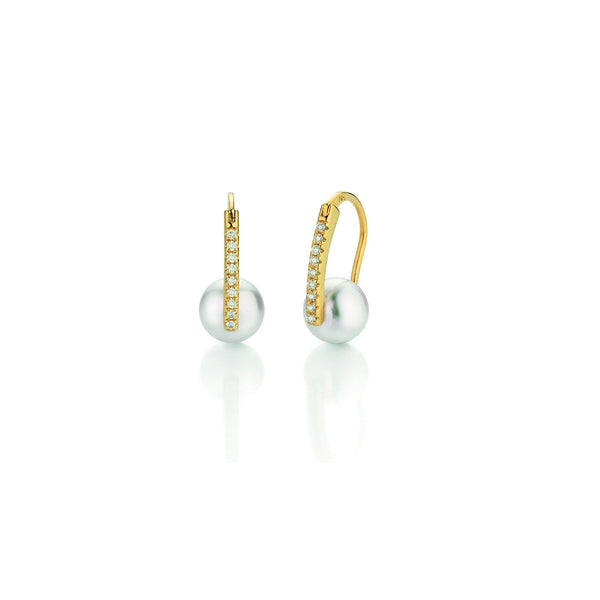 18K Gold Earrings w. Pearls & Diamonds