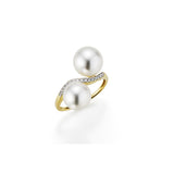 18K Gold Ring w. Diamonds & South Sea Pearls