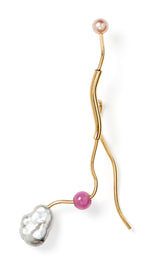 Aedre Gold Plated Earring w. Pearls & Ruby