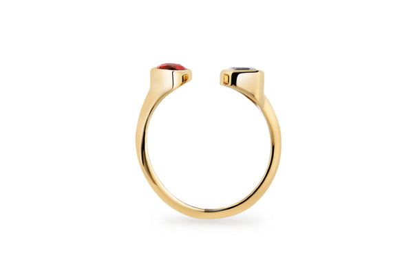 Toi Et Moi 14k or 18k Gold Ring w. Lab-Grown Diamond & Lab-Grown Ruby