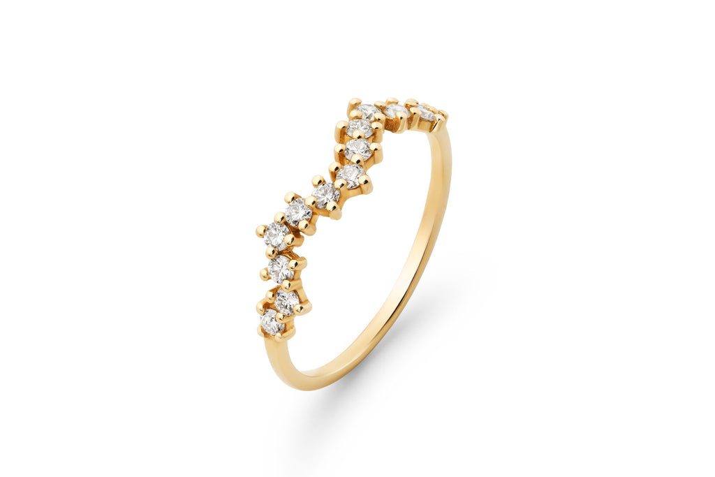 Flowy 14k or 18k Gold Ring w. Lab-Grown Diamonds