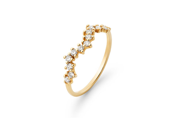 Flowy 14k or 18k Gold Ring w. Lab-Grown Diamonds