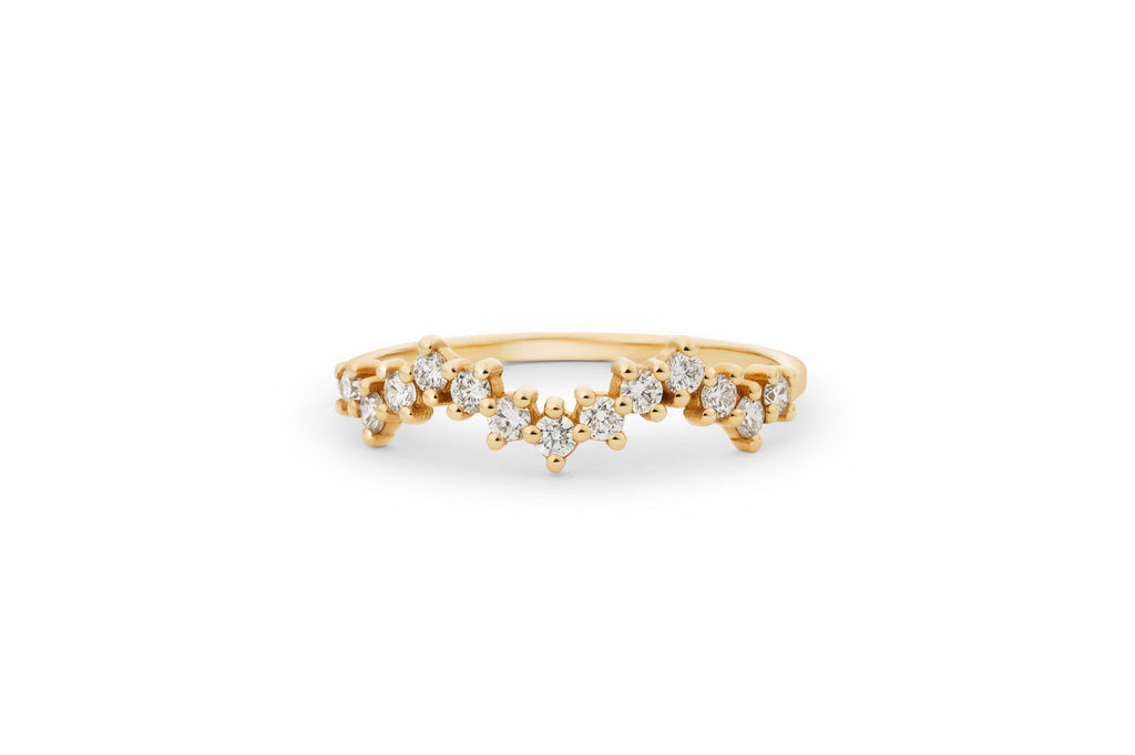Flowy 14k or 18k Gold Ring w. Lab-Grown Diamonds
