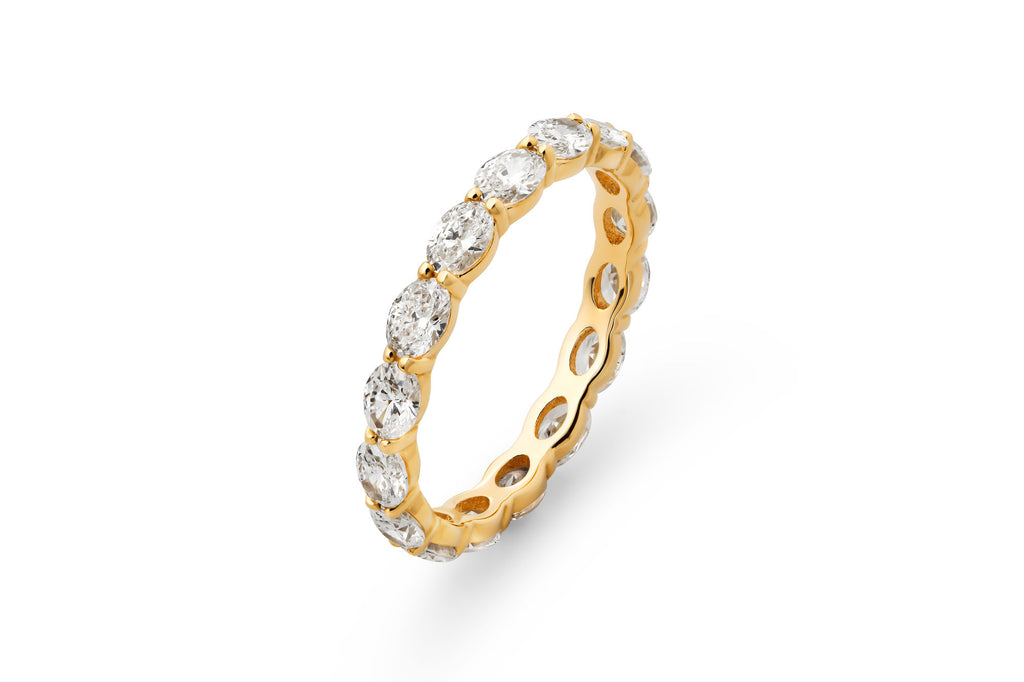 Oval Eternity 14k or 18k Gold Ring w. Lab-Grown Diamonds