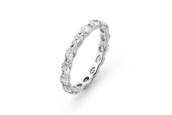 Oval Eternity 14k or 18k Whitegold Ring w. Diamonds