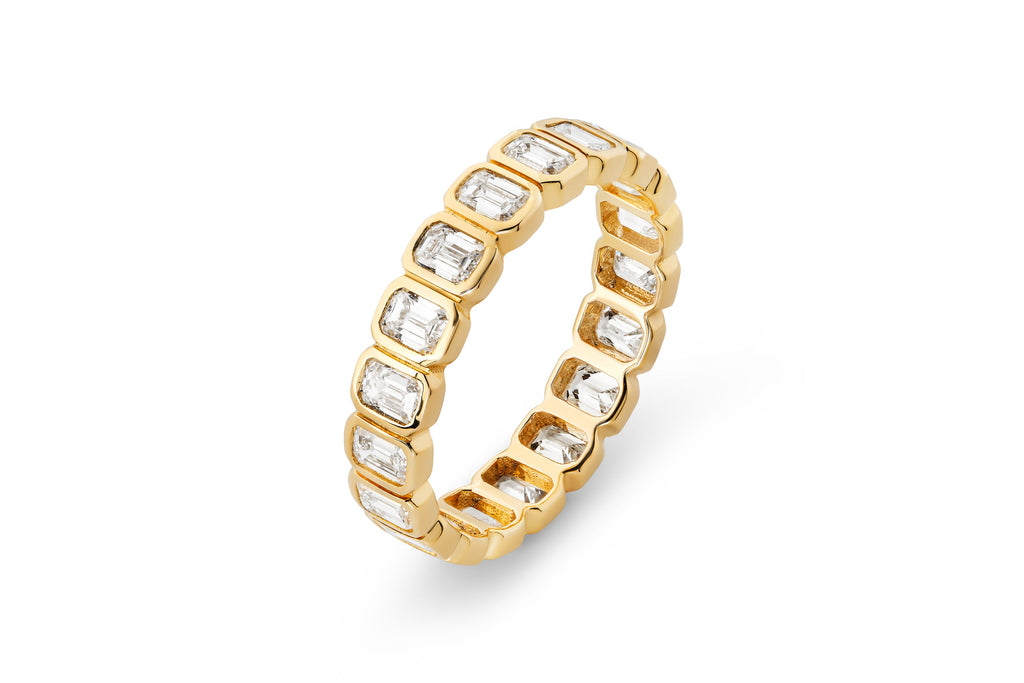 Cut Eternity 14k or 18k Gold Ring w. Lab-Grown Diamonds