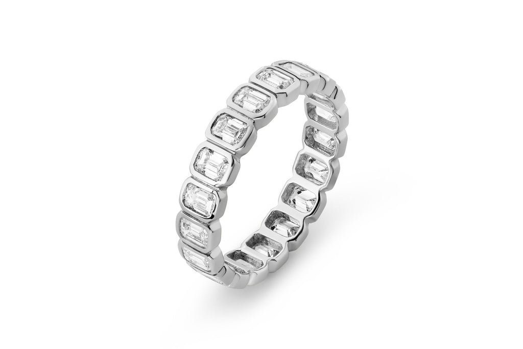 Cut Eternity 14k or 18k Whitegold Ring w. Lab-Grown Diamonds