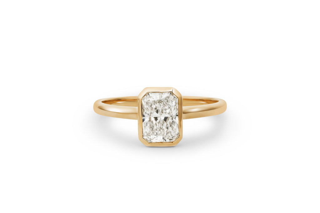 Radiant Bezel 1.0 CT 14k or 18k Gold Ring w. Lab-Grown Diamond