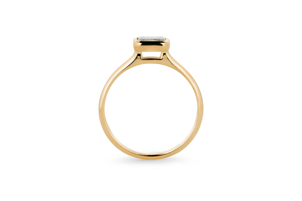 Radiant Bezel 1.0 CT 14k or 18k Gold Ring w. Lab-Grown Diamond