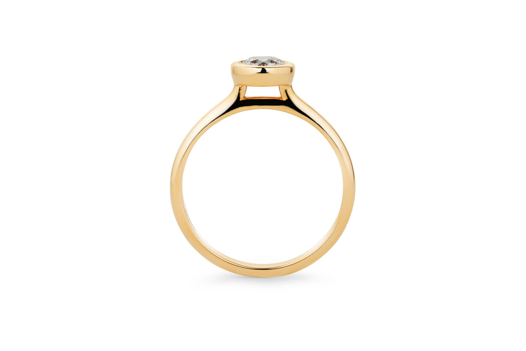 Bezel 1.0 CT 14k or 18k Gold Ring w. Lab-Grown Diamond