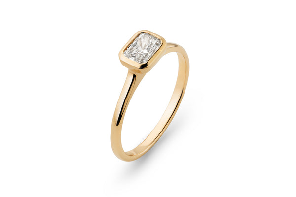 East West Radiant Bezel 14k eller 18k Guld Ring m. Lab-Grown Diamant