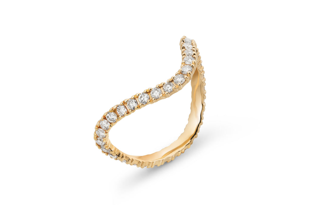 Wavy Eternity 14k or 18k Gold Ring w. Lab-Grown Diamonds