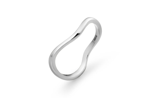Curved Gold Band 14k Whitegold Ring