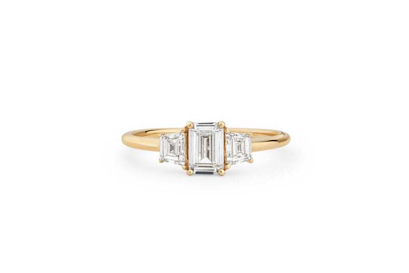 Tre Sten 14k eller 18k Guldring m. Lab-Grown Diamant