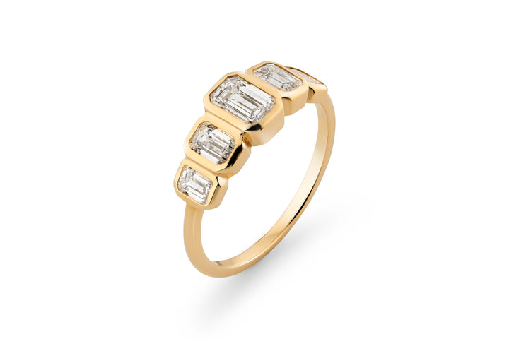 Five Stone 14k or 18k Gold Ring w. Lab-Grown Diamonds