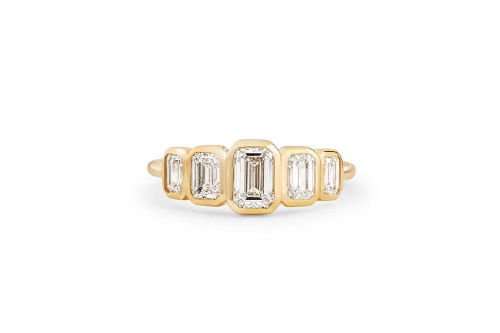 Five Stone 14k or 18k Gold Ring w. Lab-Grown Diamonds