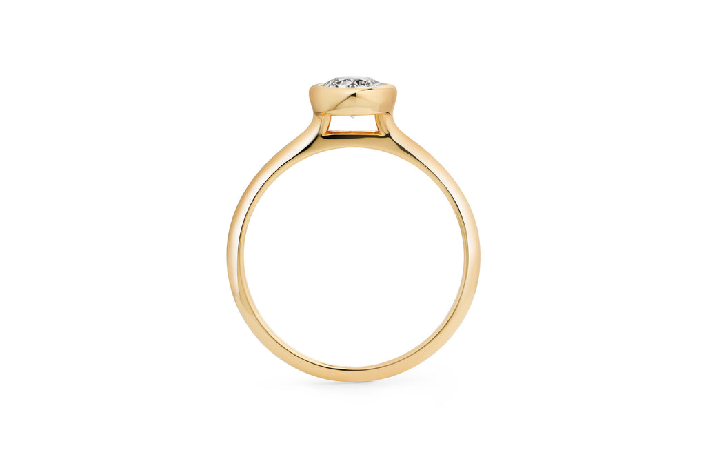 Radiant Bezel 0.3 CT 14k or 18k Gold Ring w. Lab-Grown Diamond