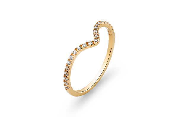Wishbone 14k or 18k Gold Ring w. Lab-Grown Diamonds