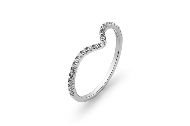 Wishbone 14k eller 18k Hvidguld Ring m. Lab-Grown Diamanter