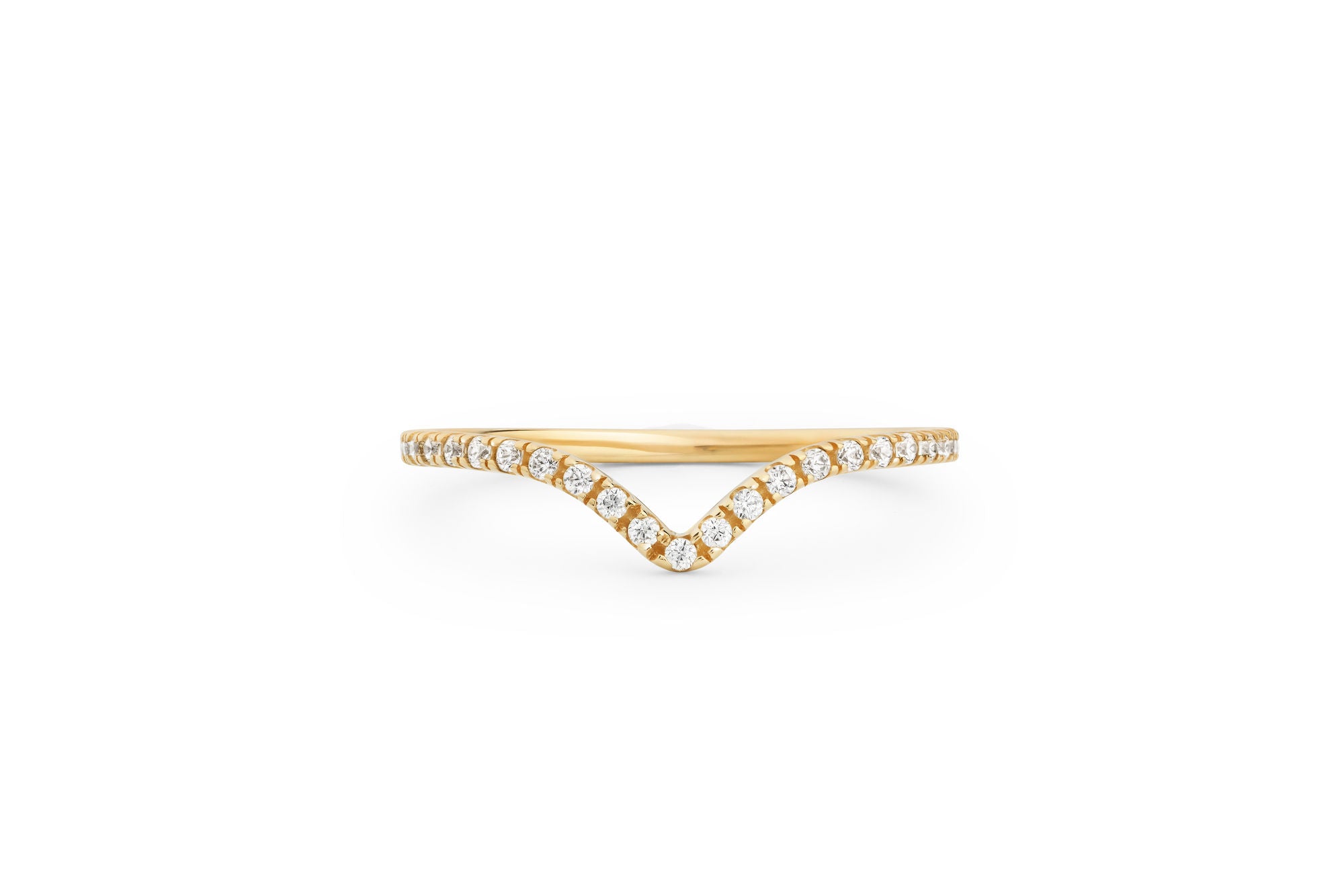 Wishbone 14k or 18k Gold Ring w. Lab-Grown Diamonds