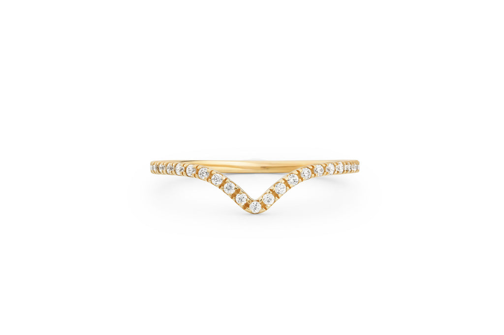 Wishbone 14k or 18k Gold Ring w. Lab-Grown Diamonds