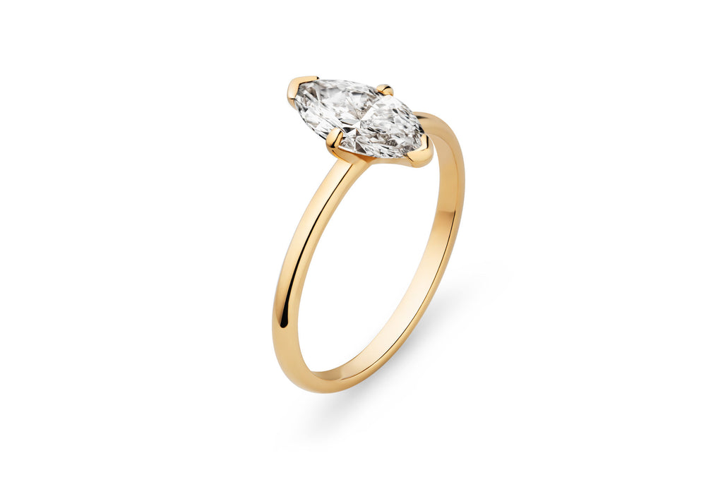 Marquise 0.5 CT 14k or 18k Gold Ring w. Lab-Grown Diamond
