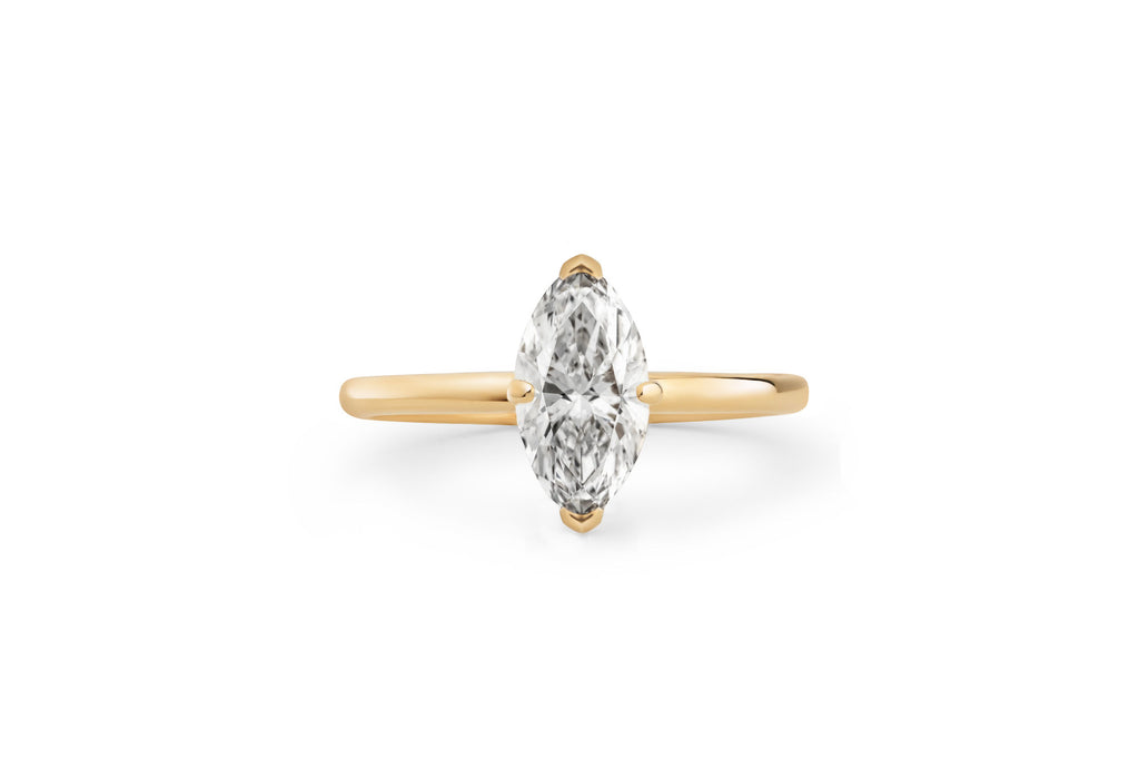 Marquise 0.5 CT 14k or 18k Gold Ring w. Lab-Grown Diamond