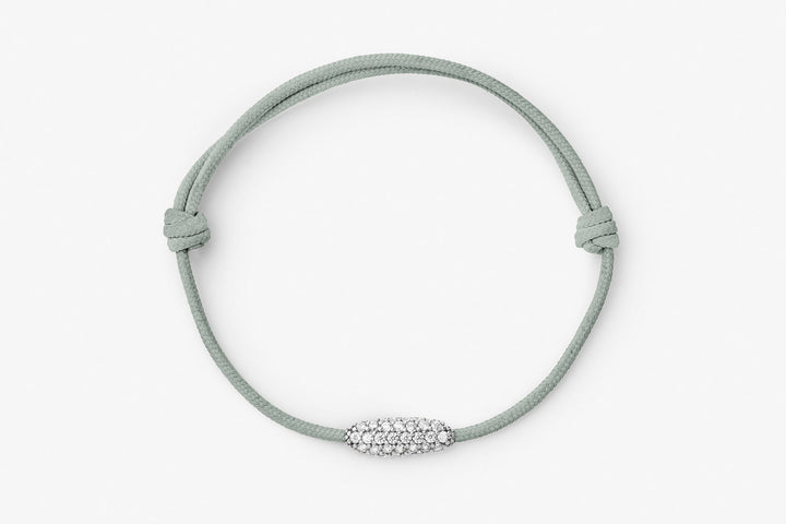 Pavé Cord Green 14k Whitegold Bracelet w. Lab-Grown Diamonds