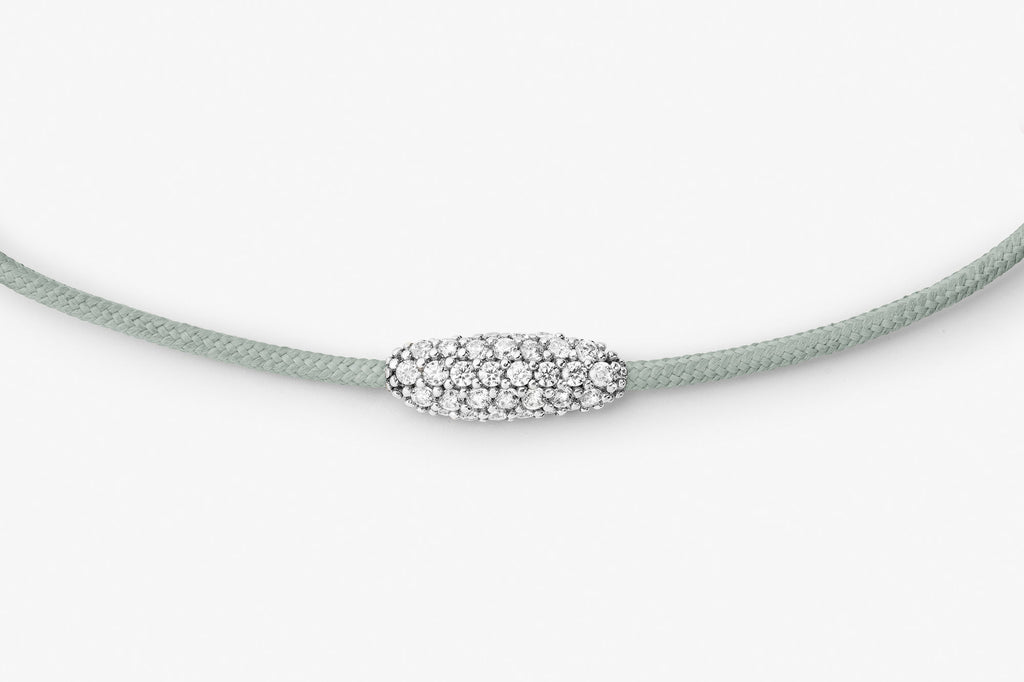 Pavé Cord Green 14k Whitegold Bracelet w. Lab-Grown Diamonds