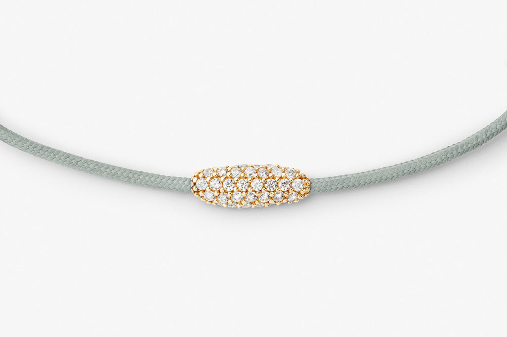 Pavé Cord Green 14k Gold Bracelet w. Lab-Grown Diamonds