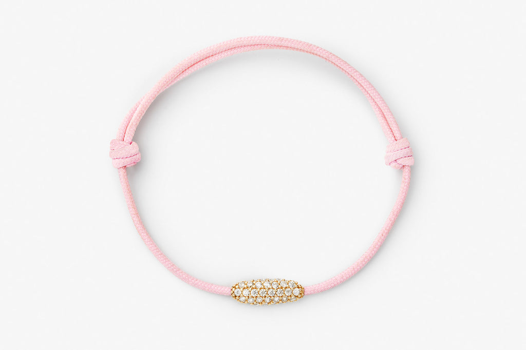 Pavé Cord Pink 14k Gold Bracelet w. Lab-Grown Diamonds