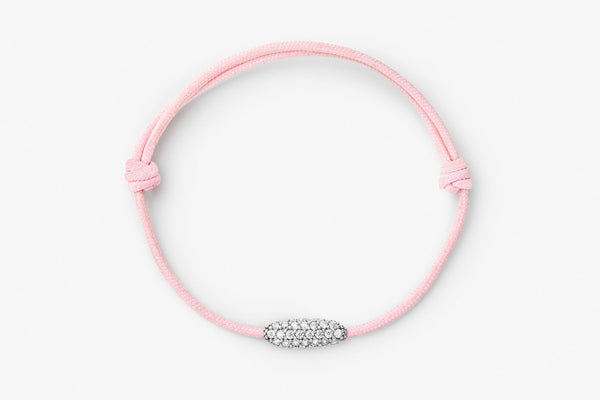 Pavé Cord Pink 14k Hvidguld Armbånd m. Lab-Grown Diamanter