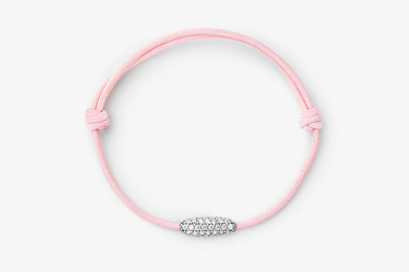 Pavé Cord Pink 14k Hvidguld Armbånd m. Lab-Grown Diamanter