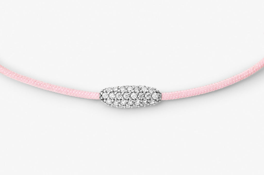 Pavé Cord Pink 14k Whitegold Bracelet w. Lab-Grown Diamonds
