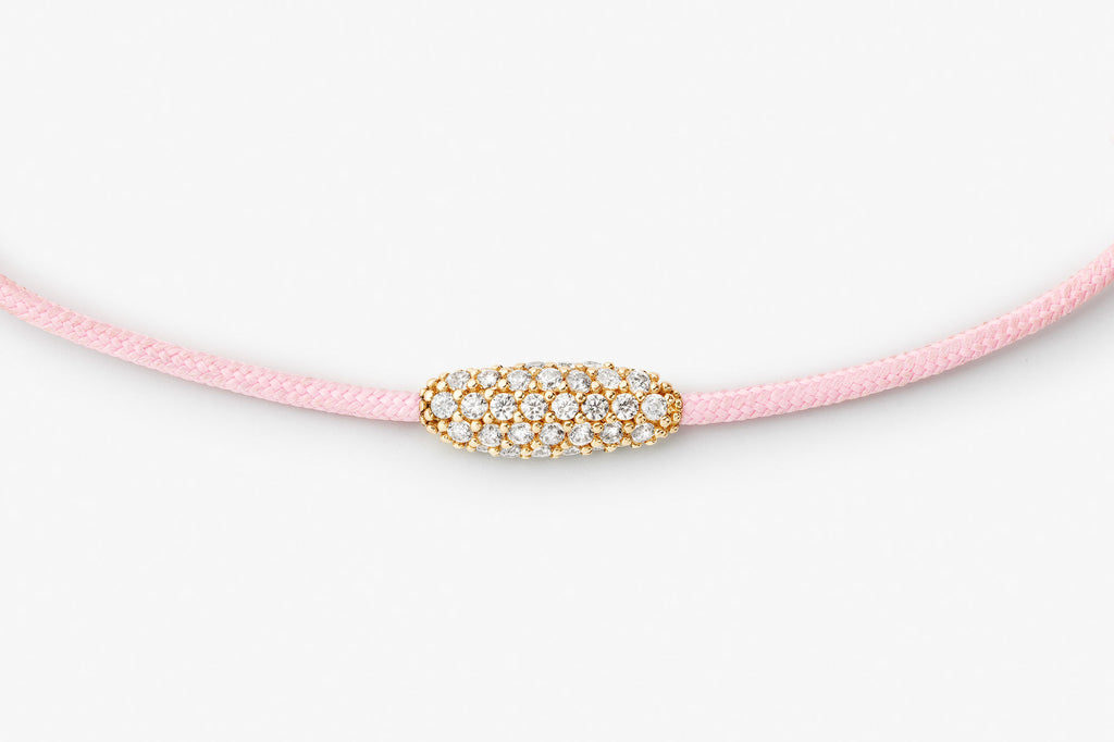 Pavé Cord Pink 14k Gold Bracelet w. Lab-Grown Diamonds