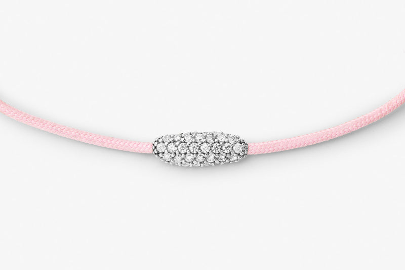 Pavé Cord Pink 14k Hvidguld Armbånd m. Lab-Grown Diamanter